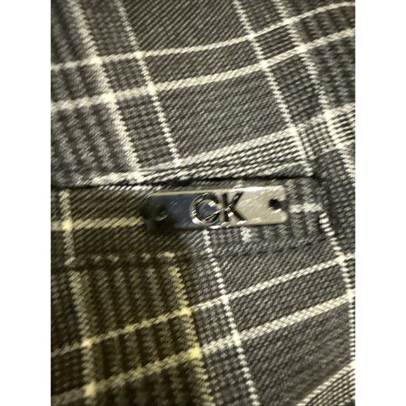 Calvin Klein-Womens Pants-Dark Gray Plaid Pull On Trouser-Preppy-Size 2 - Picture 12 of 15